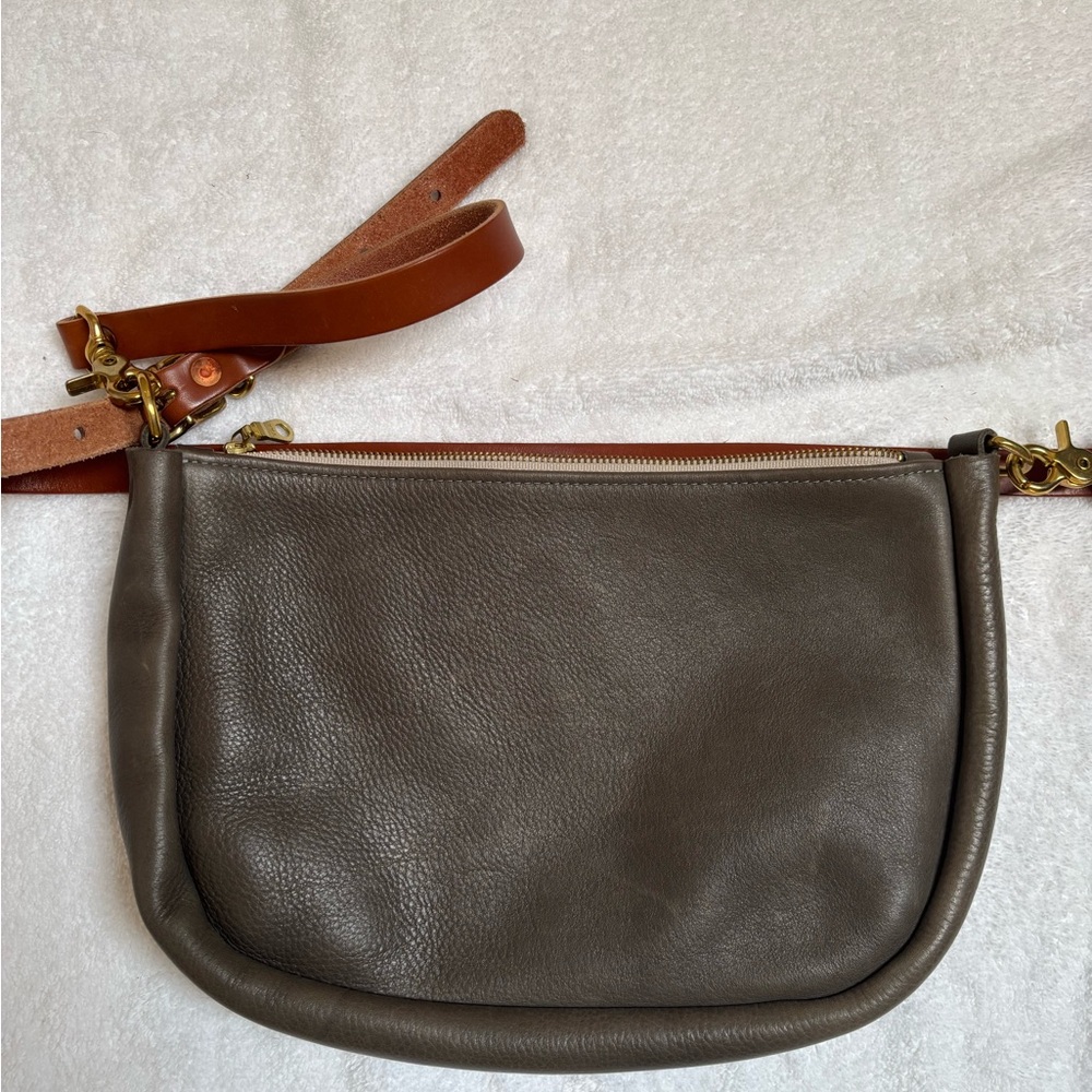 KMM Grey Leather Crossbody Bag (Full Size)